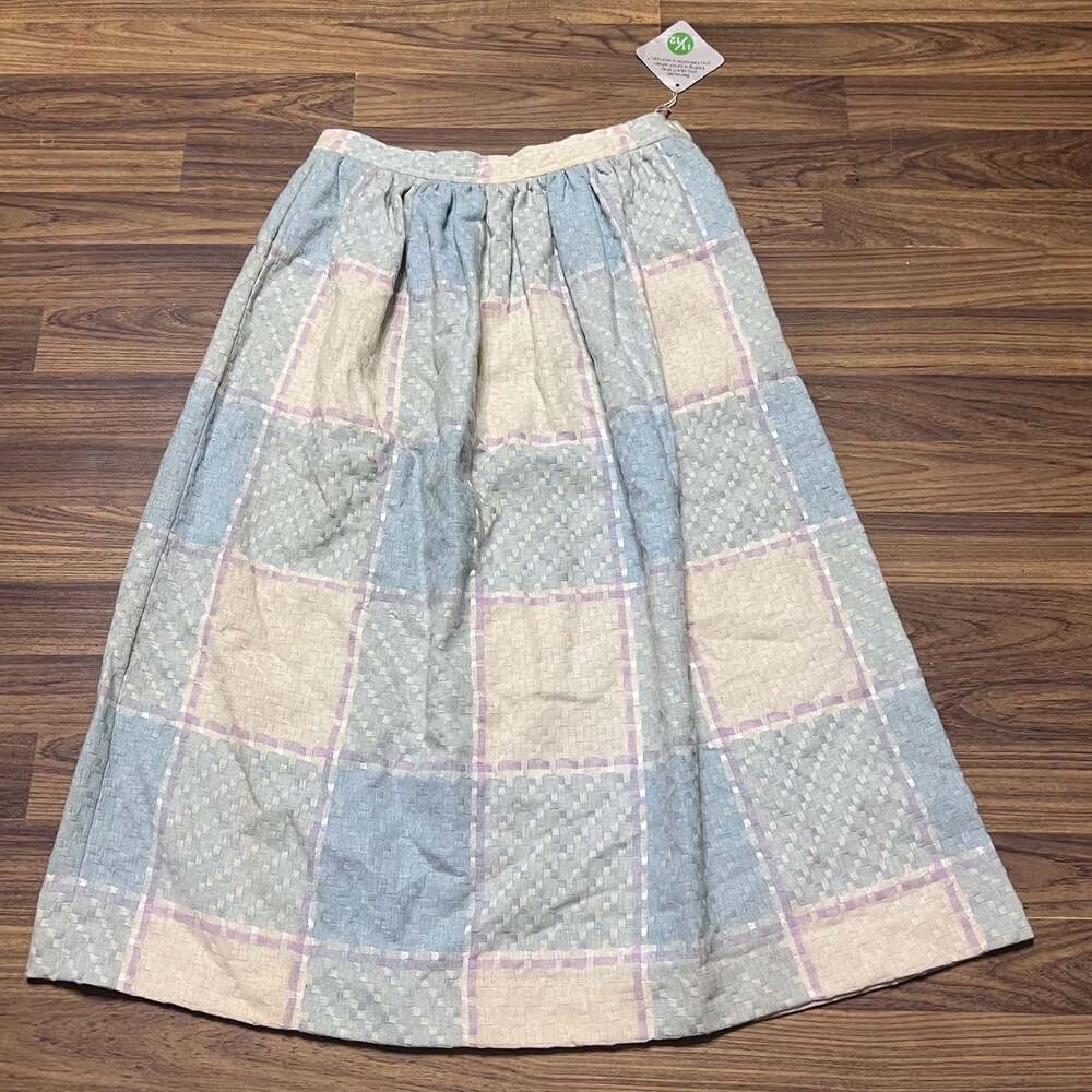 Vintage College-Town Textured Plaid Midi Skirt